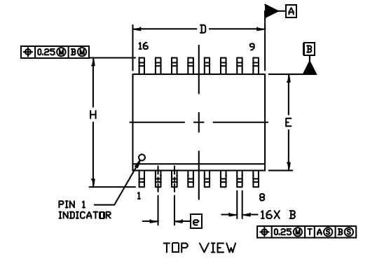 SA571DR2G SOIC-16 Wide Body (Case 751G) Gehäusezeichnung