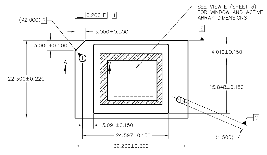 DLP550JE (1076-6439B) FYA 149-Pin keramische Gehäuseumrisszeichnung für die mechanische Konstruktion der DLP-Lichtmaschine