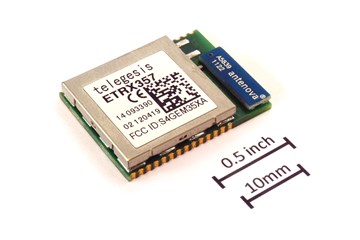 Ein Telegesis ETRX357 2,4-GHz-ZigBee-Funkmodul mit keramischer Chipantenne