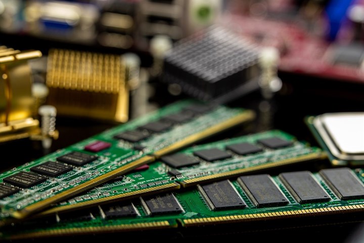 RAM modules on a motherboard