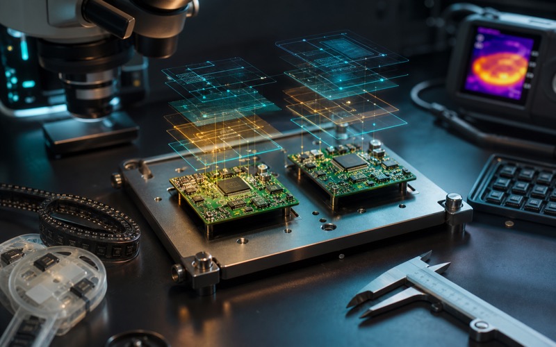 Illustration zur Ersatzbewertung mit knappen IoT-Chips, Abhaengigkeitsebenen, Qualifikationsliste und Zweitquellenvergleich