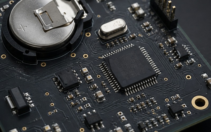 Ein Gerät mit Takt-, Powermodul- und elektromechanischen Bauteilen vervollständigen