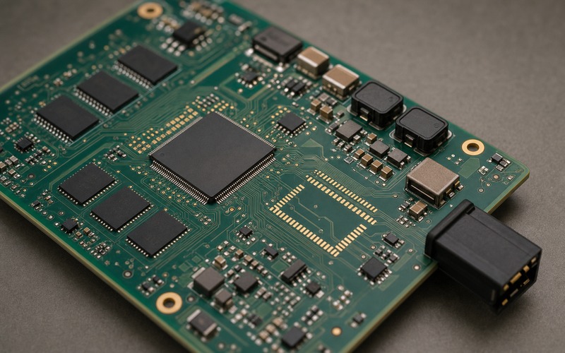 Wann ein MCU mit Neuralblock einen separaten Beschleuniger ersetzt auf einer kompakten Leiterplatte mit Prozessorgehäuse, Speicher, Stromschienen und Schnittstellenführung