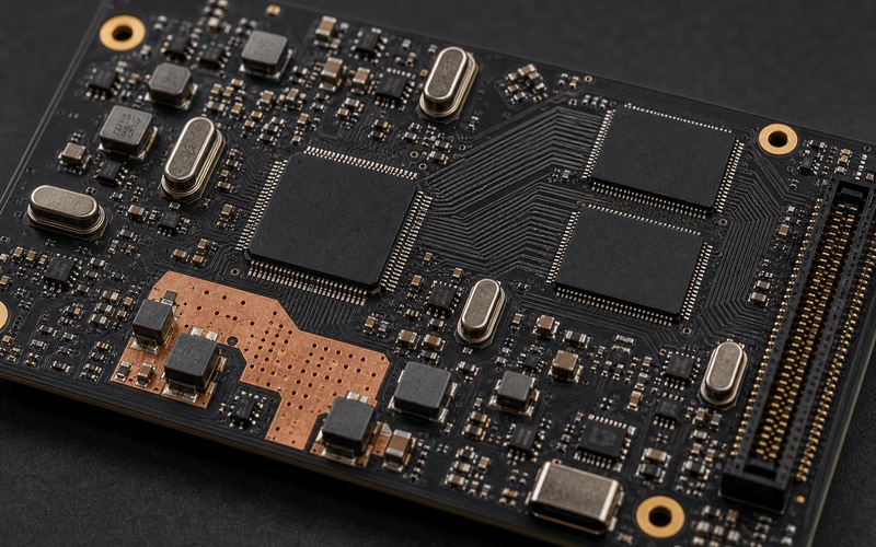 STM32H743VIH6 für ein Vision-Modell auf einem hoch getakteten MCU auf einer kompakten Leiterplatte mit Prozessorgehäuse, Speicher, Stromschienen und Schnittstellenführung
