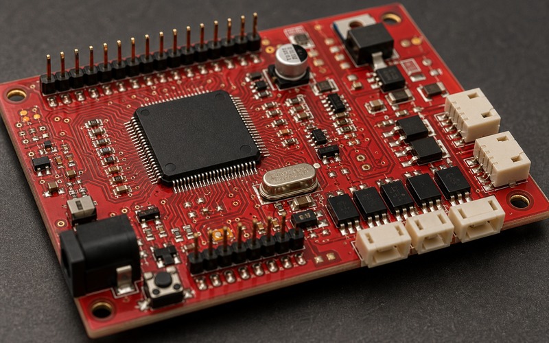 ATMEGA2560-16AU-Stützschaltung mit GPIO-Führung, Entkopplung, Sensorfilterung, Taktquelle und randseitigen Steckverbindern