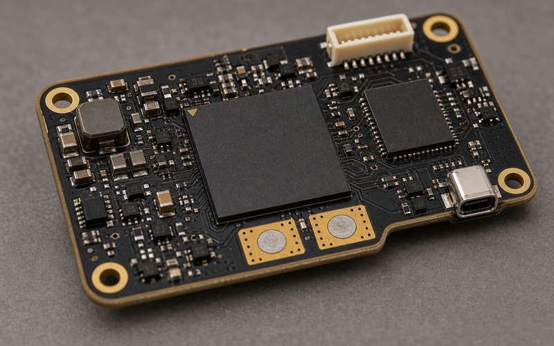 Alif Ensemble E7-artige Embedded-AI-Leiterplatte mit MCU plus NPU, Speicher, Stromschienen, Taktquelle und Randsteckern