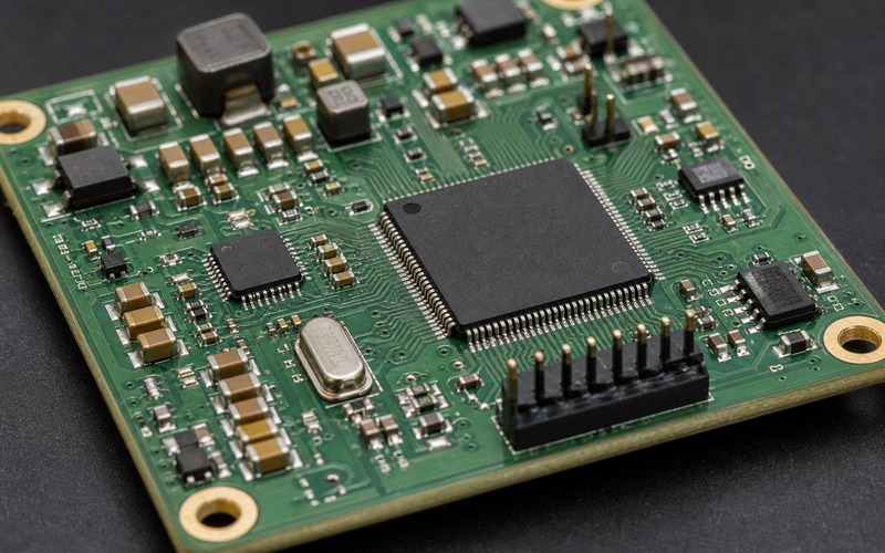 Artix-FPGA-Stützschaltung mit Konfigurationsspeicher, Taktquelle, lokaler Stromschiene, kurzen parallelen Leitungen, Sensoreingang und Kupferfläche