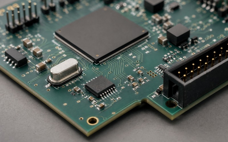 XC17256EPCG20C-Konfigurationsspeicher nahe am FPGA mit kurzen Konfigurationsleitungen, Takt, Entkopplung und Programmierstecker am Leiterplattenrand