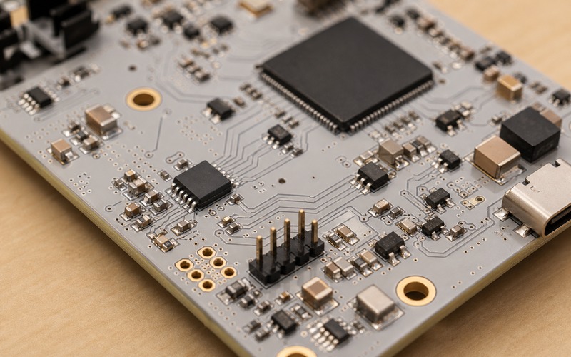 W25Q128JV-artiger serieller NOR-Flash nahe am Edge-Prozessor mit kurzen QSPI-Leitungen, Entkopplung, Boot-Widerständen, Prüfpads und Randzugang