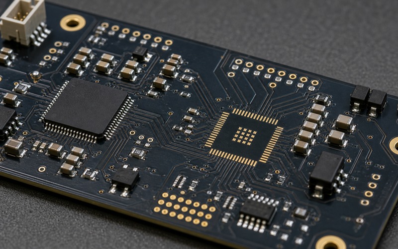 Prototypenleiterplatte mit bestücktem IC neben kompatibler Alternativfläche für die zweite Quelle vor BOM-Freigabe
